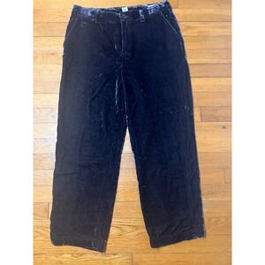 GAP Velvet Wide Leg Crop Pants Black Size 8 Whimsigoth goth girlfriend crop‎